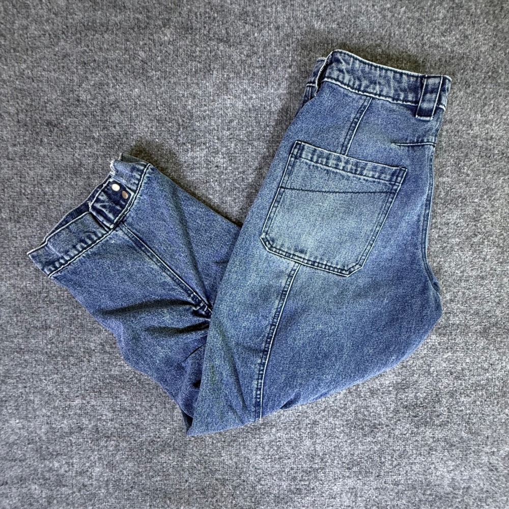 BDG Blue Grunge Acid Wash Ruched Barrel Leg Y2K Streetwear Jeans Size 27